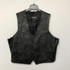 Unik Leather Apparels Men Leather Vest Motorcycle Jacket Size 54 Black M043 -18